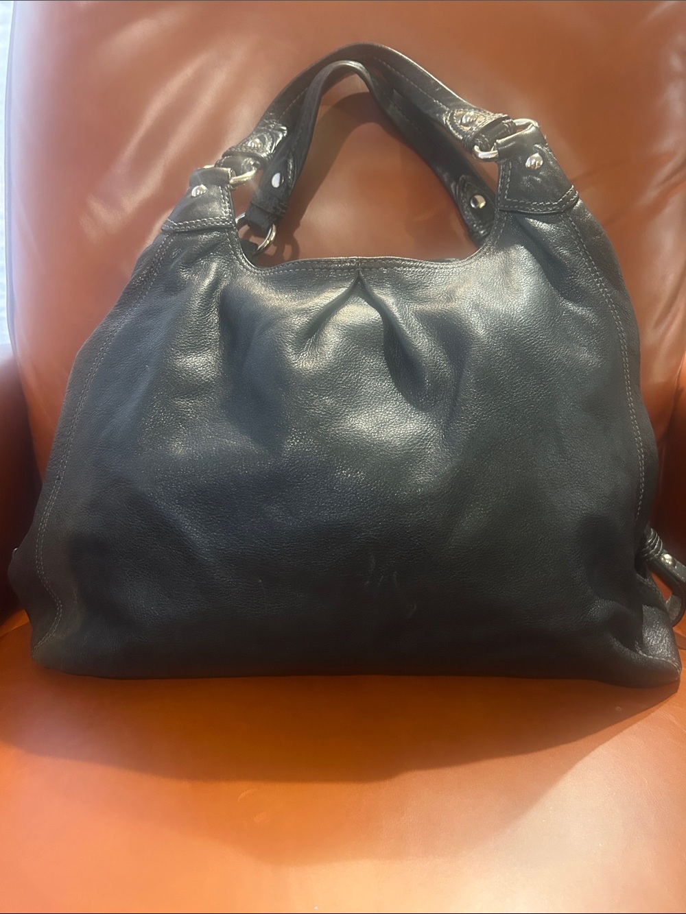 Coach Large Maggie Black Full Grain Leather Hobo #13902